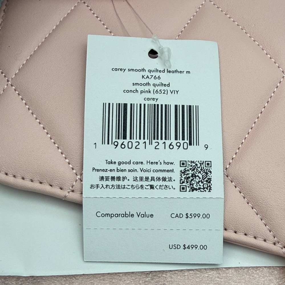 Kate Spade Carey Smooth Quilted Leather Conch Pink - Picture 3 of 3